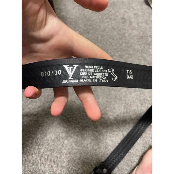 Vera Pelle Genuine Leather Made in Italy 10/30 Black Leather Belt - Picture 1 of 7